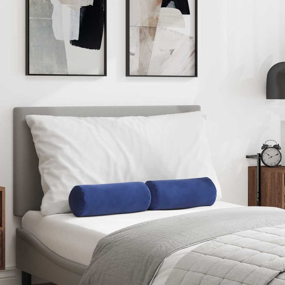 vidaXL Bolsterkuddar 2 pcs Polisblå Ø 15 x 40 cm Kordread tyg