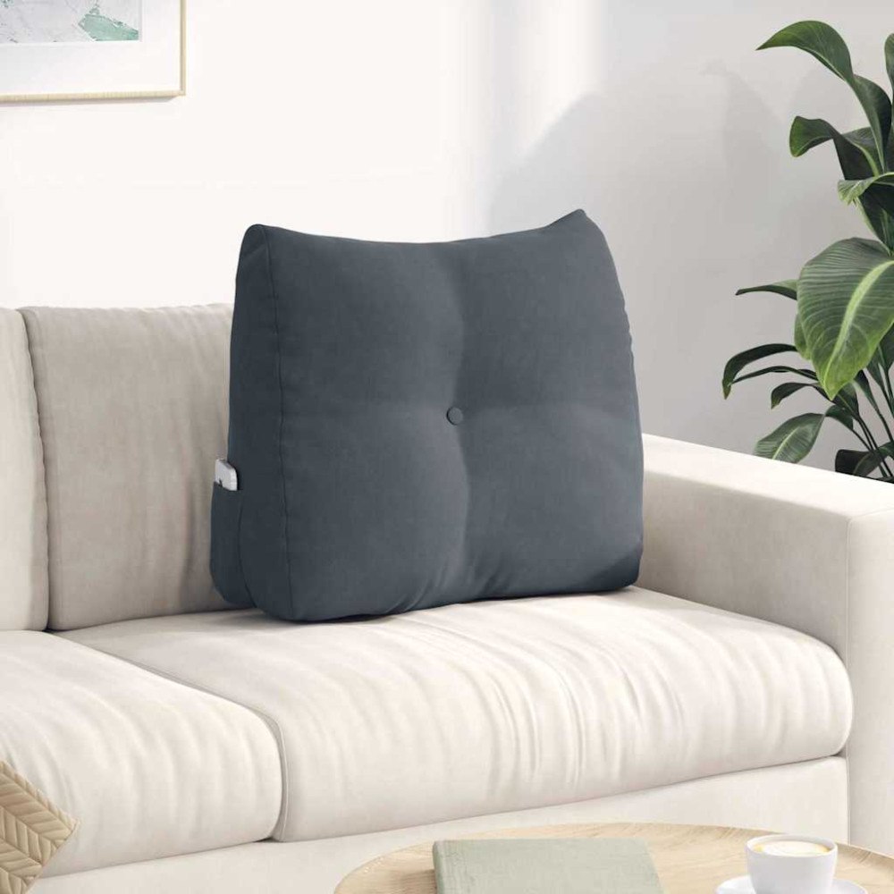 vidaXL Ryggkudde Mörkgrå 60 x 24 x 50 cm Sammet
