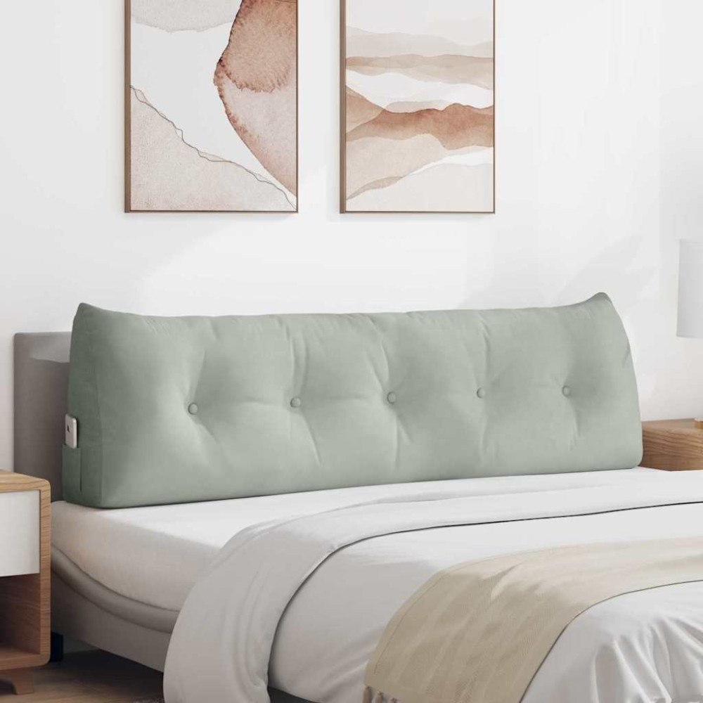 vidaXL Ryggkudde Ljusgrå 160 x 24 x 50 cm Sammet