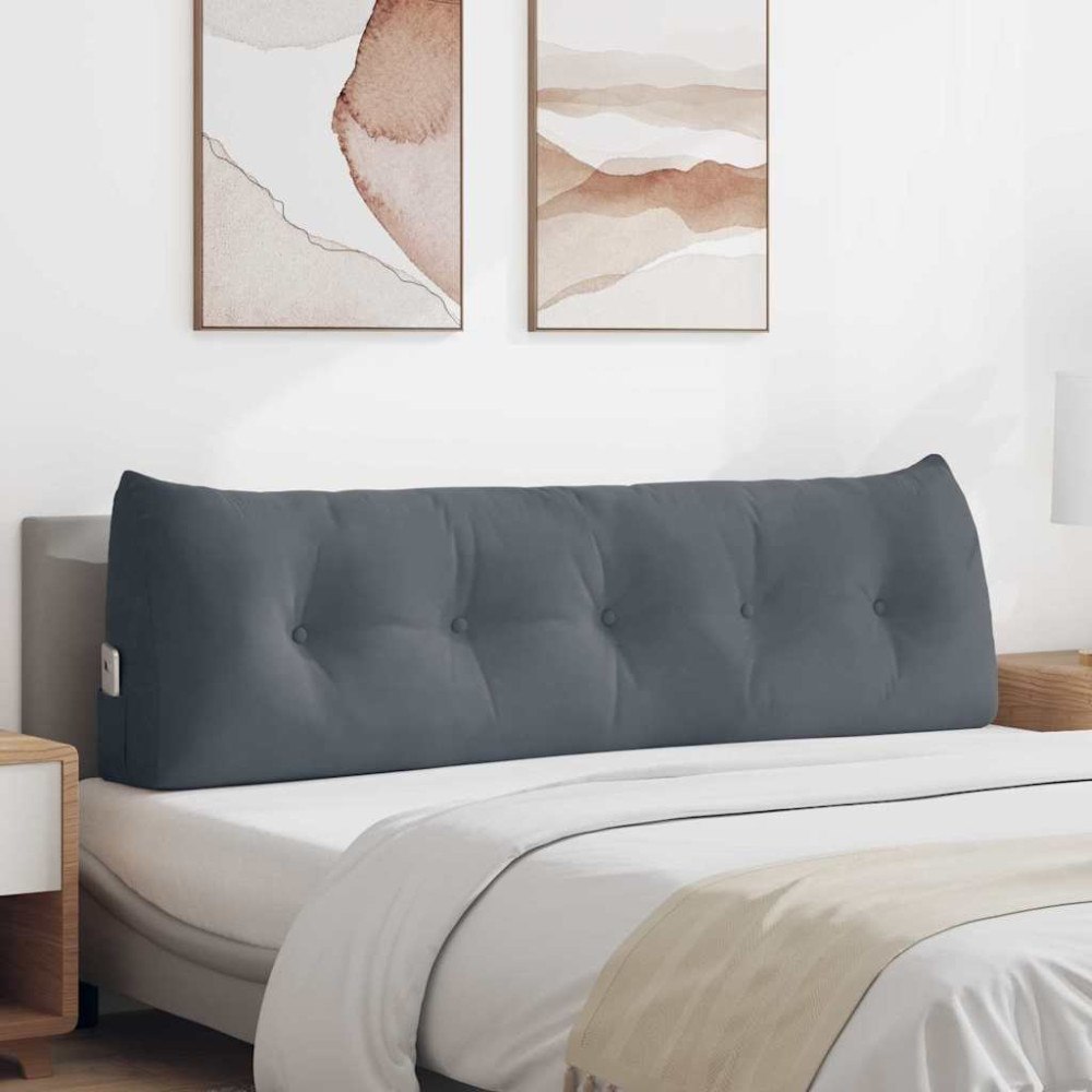 vidaXL Ryggkudde Mörkgrå 160 x 24 x 50 cm Sammet