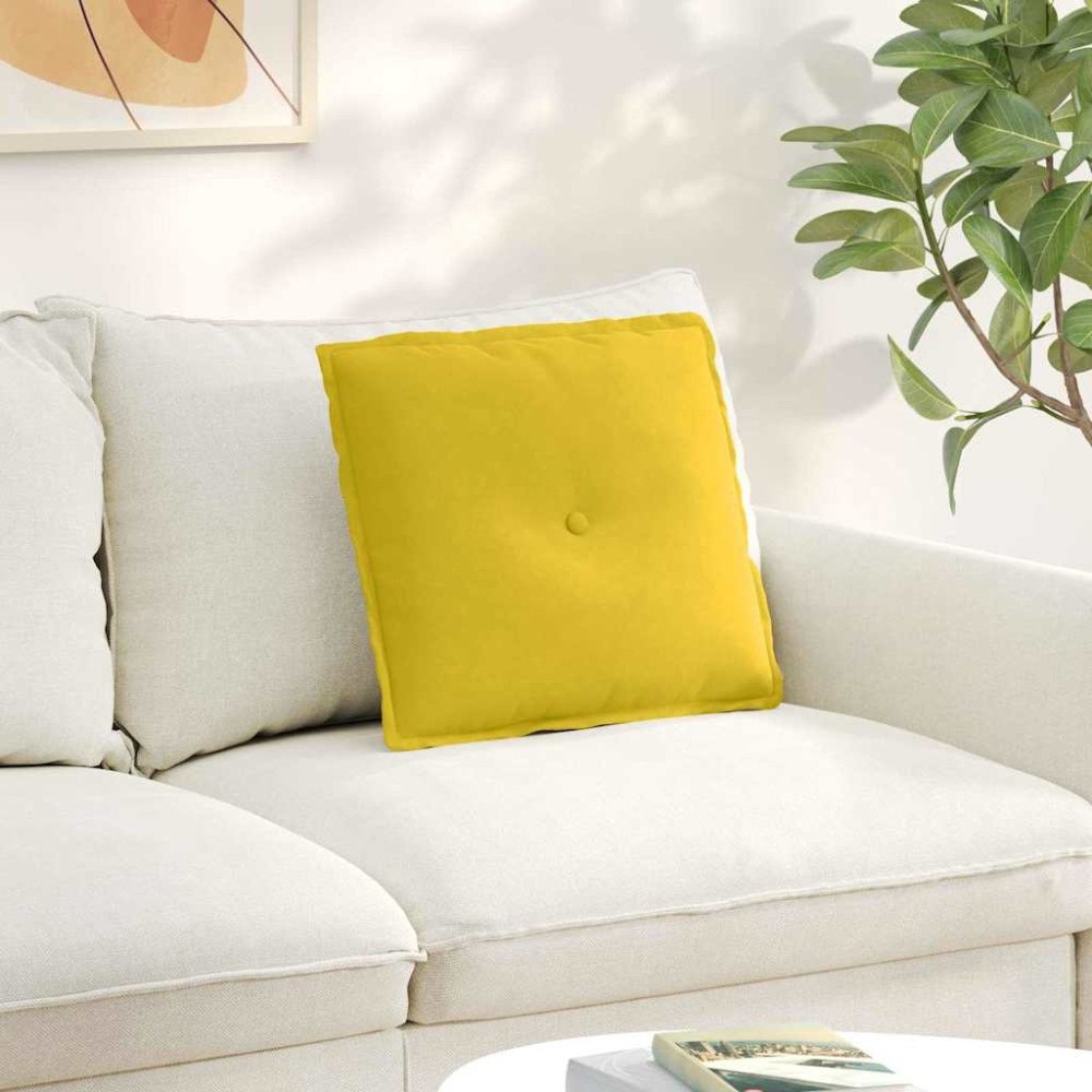 vidaXL Ryggkudde Gul 50 x 45 cm Kordread tyg