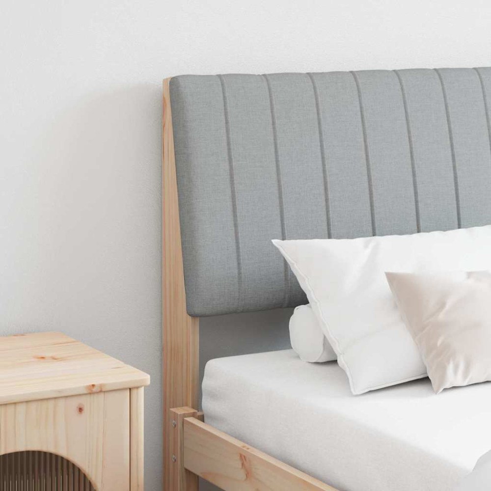 vidaXL Klädd sänggavel Ljusgrå 200 cm Massiv furu