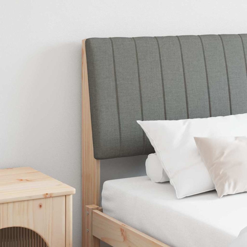 vidaXL Klädd sänggavel Mörkgrå 200 cm Massiv furu