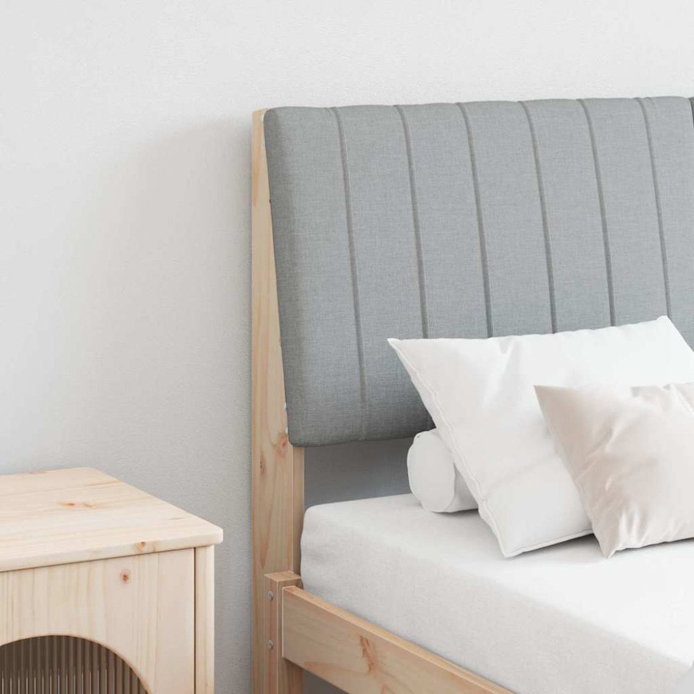 vidaXL Klädd sänggavel Ljusgrå 135 cm Massiv furu