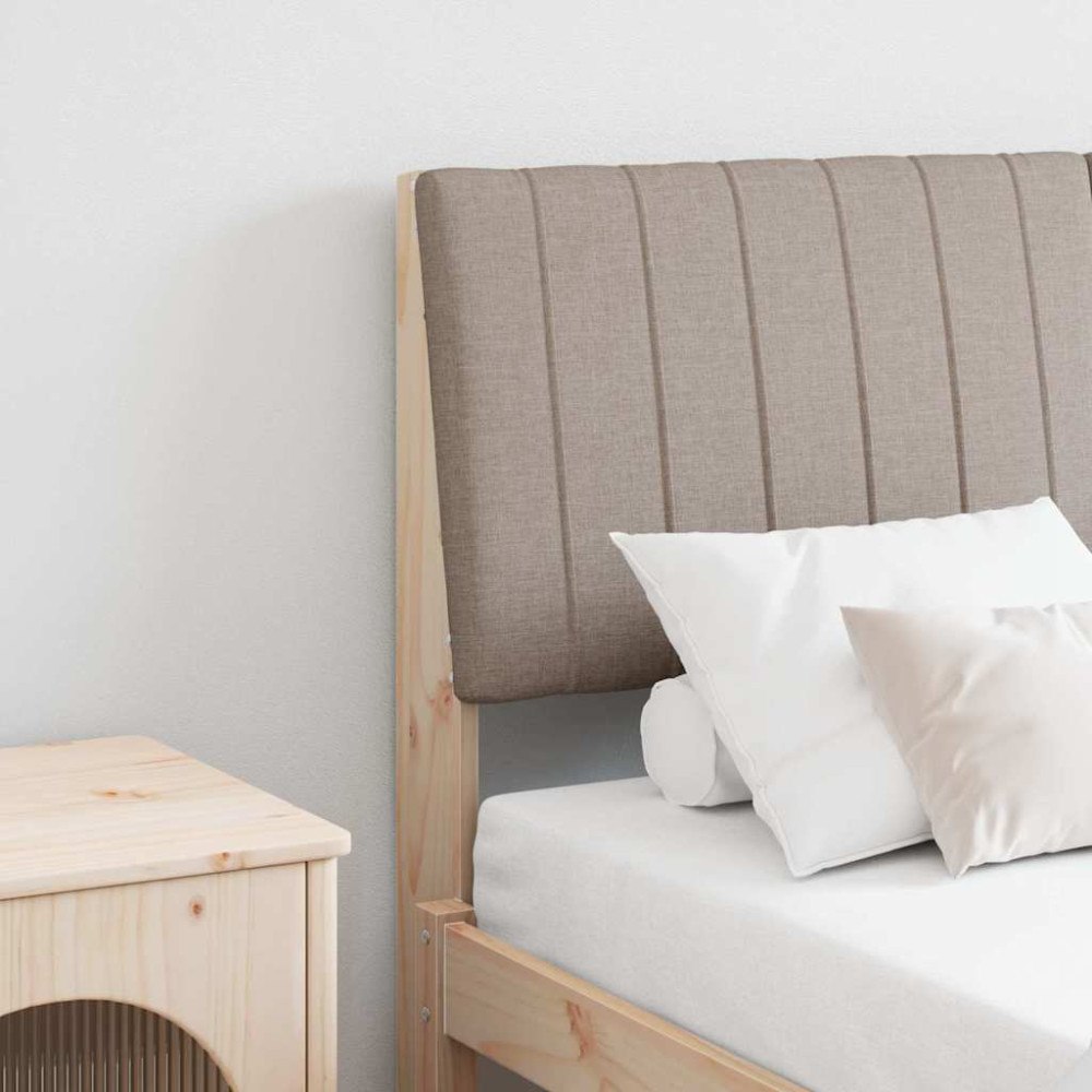 vidaXL Klädd sänggavel Taupe 135 cm Massiv furu