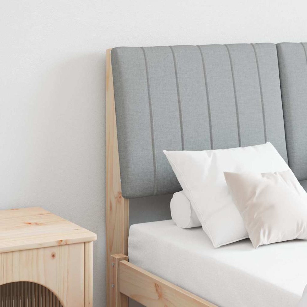 vidaXL Klädd sänggavel Ljusgrå 120 cm Massiv furu
