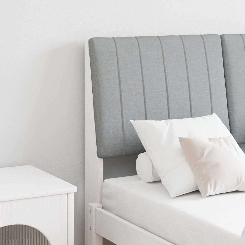 vidaXL Klädd sänggavel Ljusgrå 120 cm Massiv furu