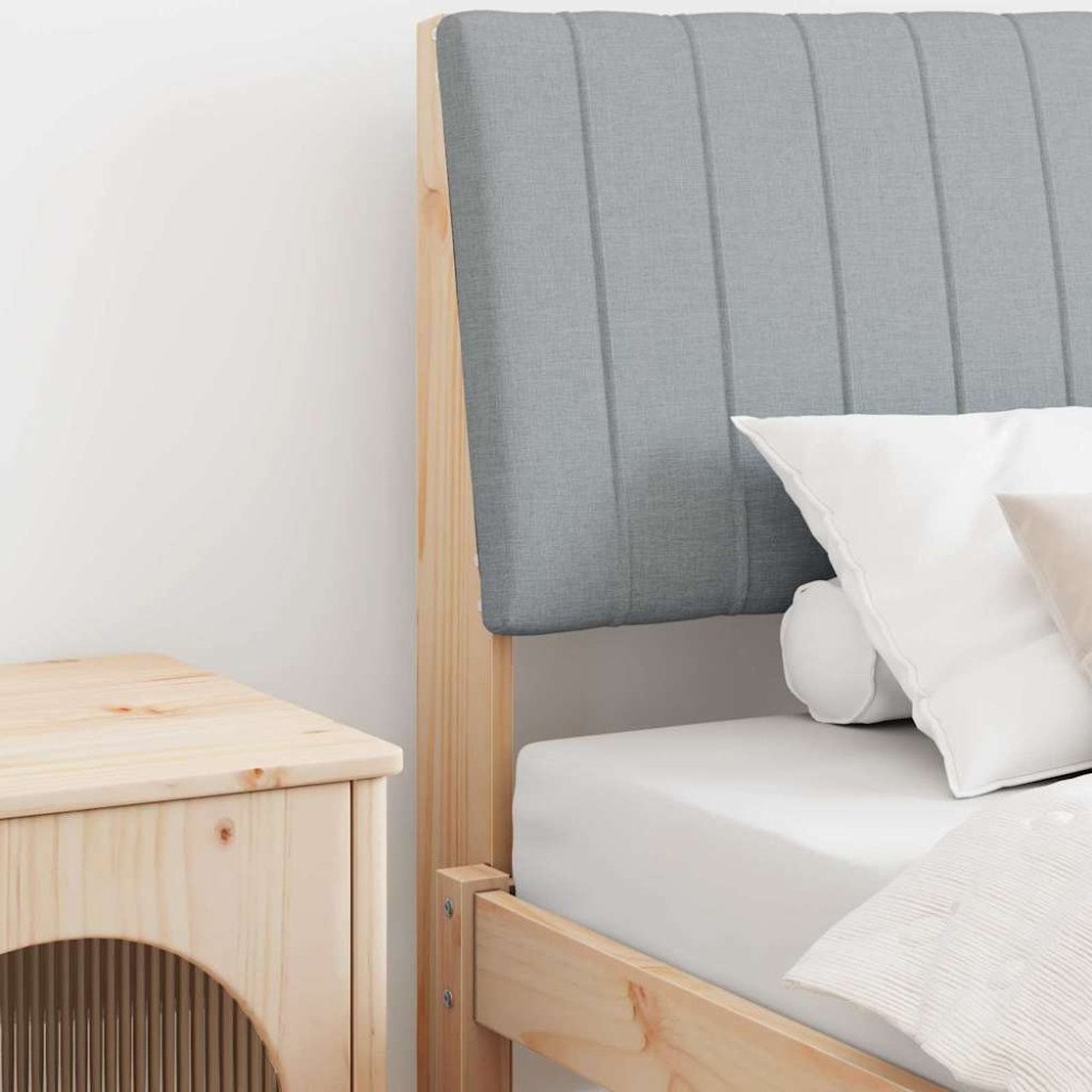 vidaXL Klädd sänggavel Ljusgrå 100 cm Massiv furu