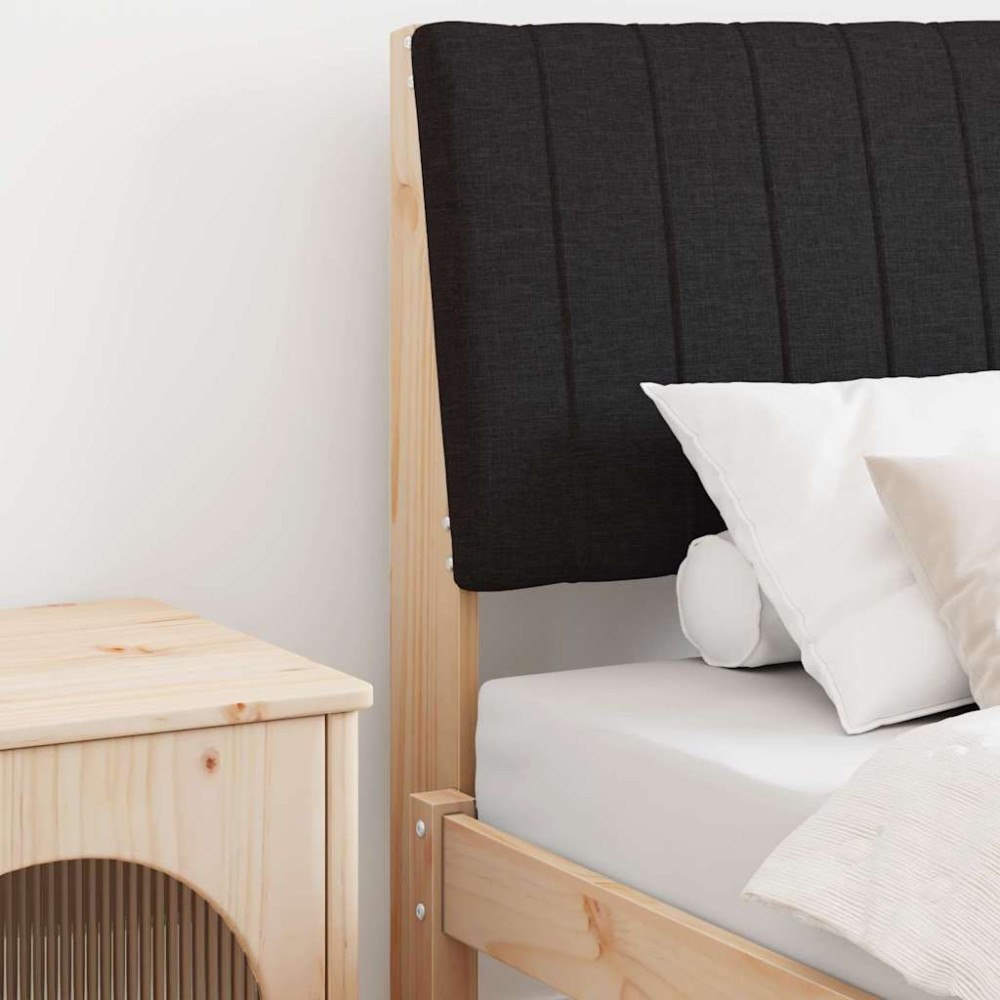 vidaXL Klädd sänggavel Svart 80 cm Massiv furu