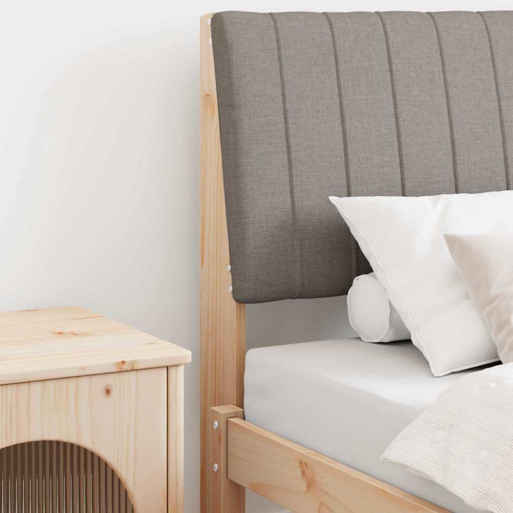vidaXL Klädd sänggavel Taupe 80 cm Massiv furu