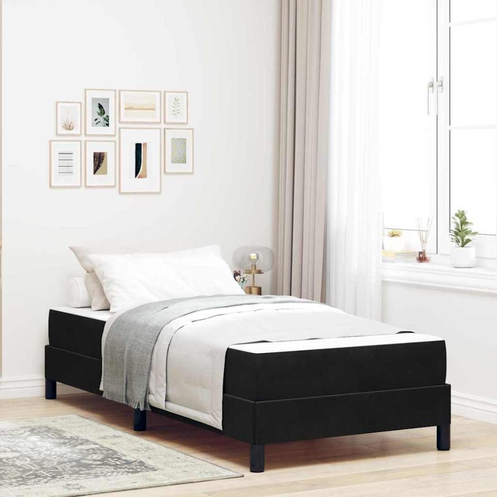 vidaXL Bäddfjäder med madrass Svart 100 x 210 cm tyg
