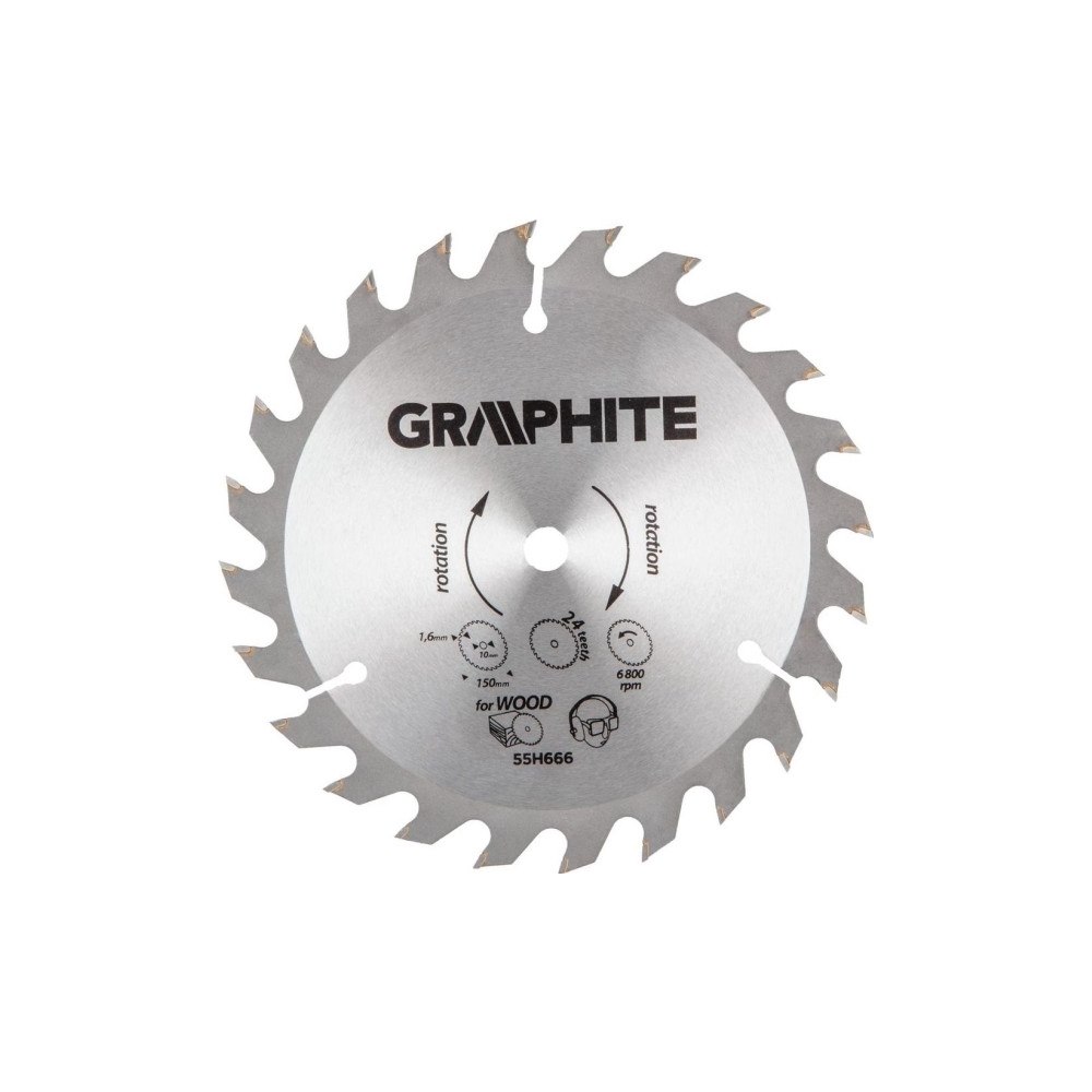 GRAPHITE Grafit Cirkelsågblad, bred 150 x 10 mm, 1,6 mm, 24 tänder, e...