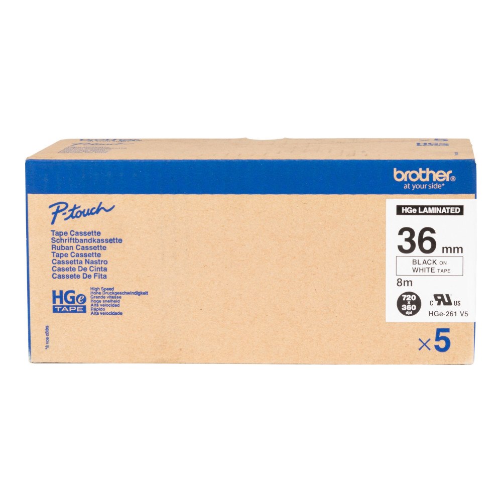 Brother Brother HGE-261V5 - bandlaminat - 5 kassett(er) - Rulle 3,6 cm x 8 m)