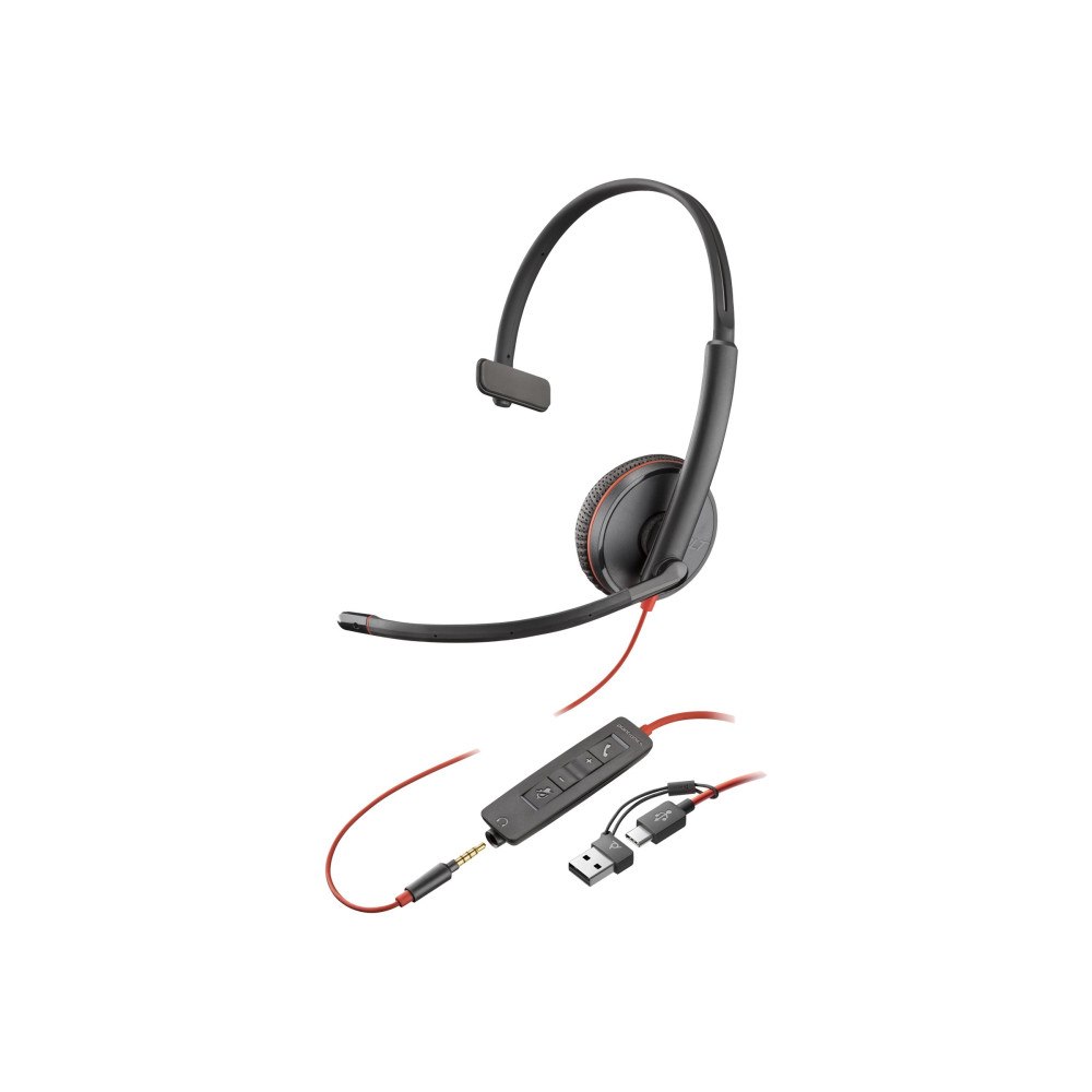 Plantronics Poly Blackwire 3215 - headset - 3,5 mm kontakt, USB-C