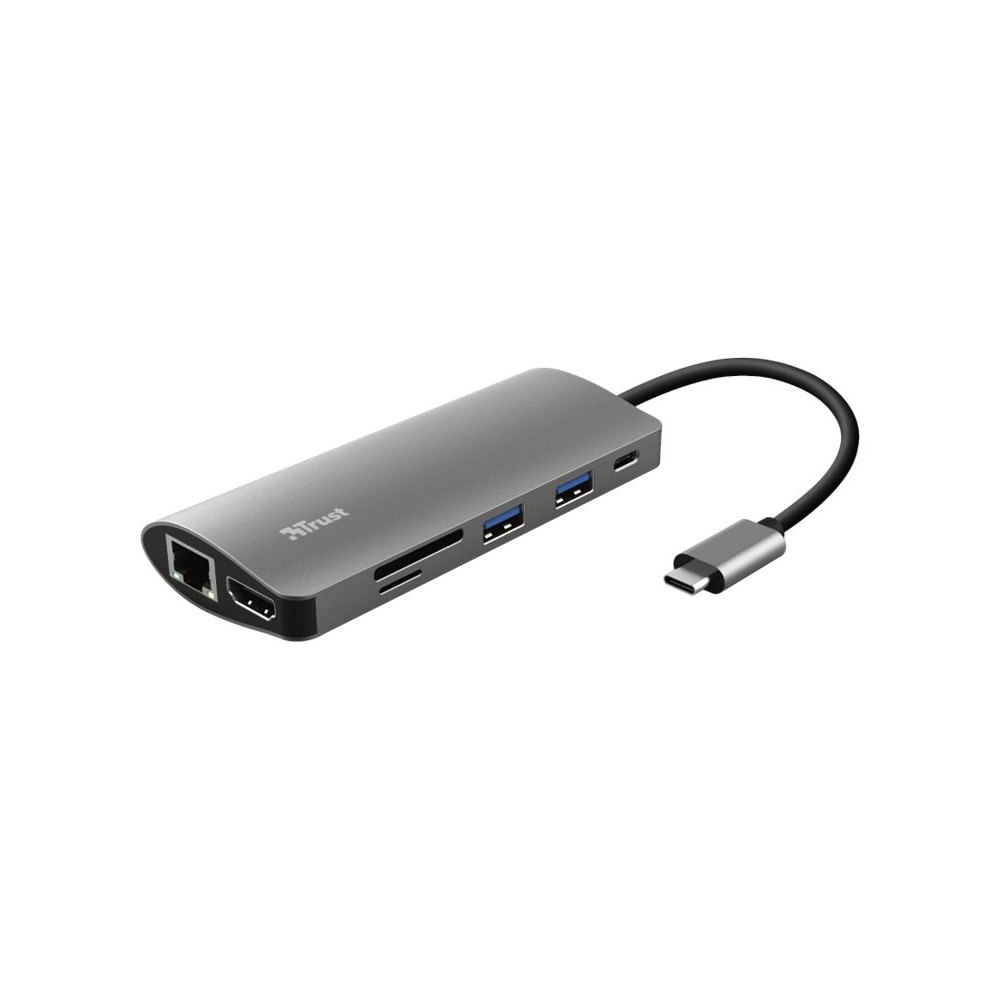 Trust Computer Products Trust Dalyx 7-in-1 USB-C Multiport Adapter - dockningsstation - USB-C 3.2 - HDMI - 1GbE