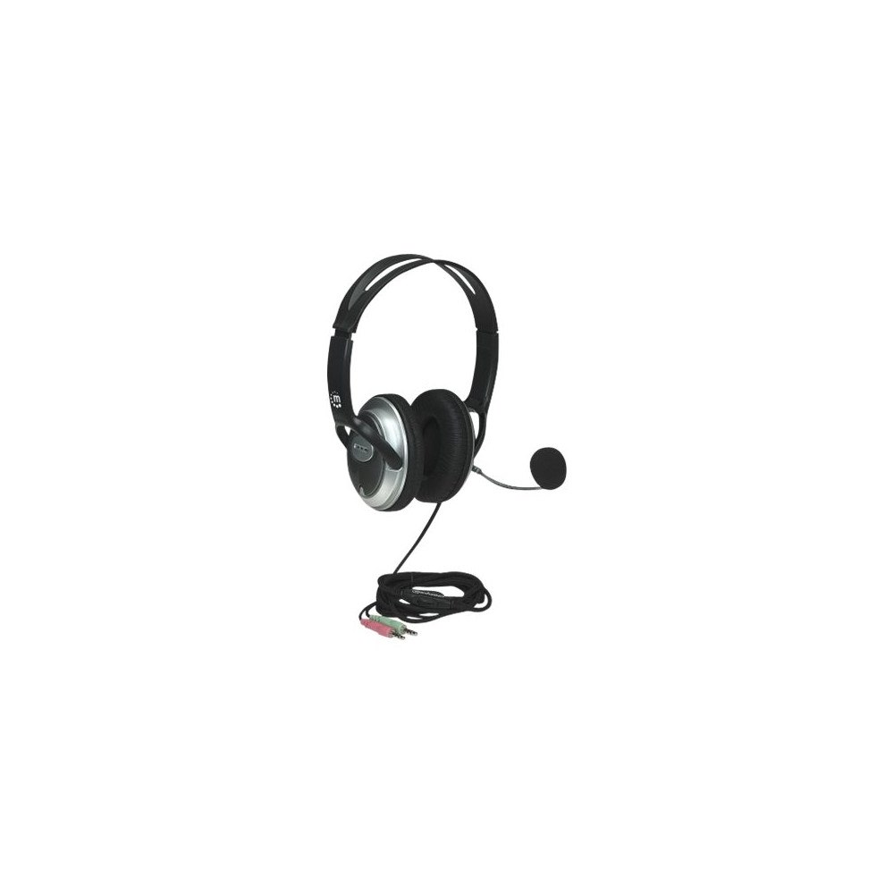 Manhattan Manhattan Stereo Over-Ear Headset (3.5mm) (Clearance Pricing), Microphone Boom (padded), Adjustable Steel Headband, In-L...