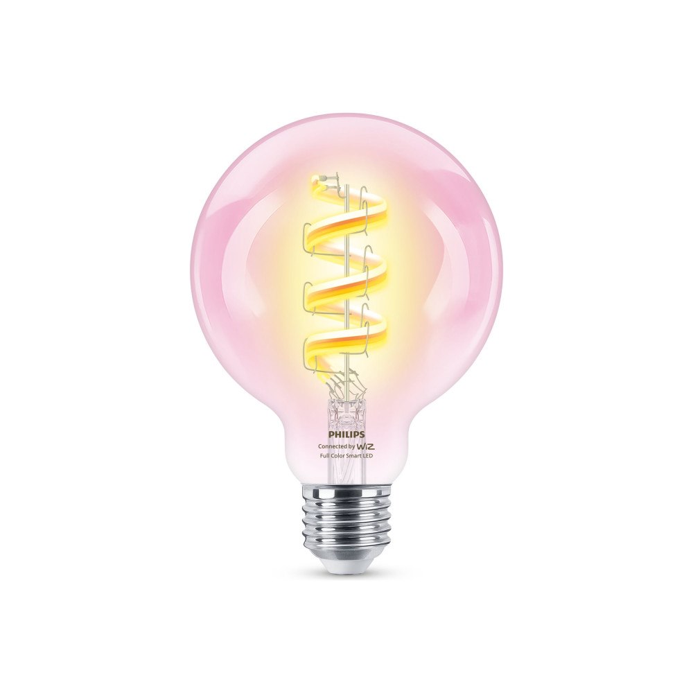 WiZ Philips Smart - LED-glödlampa med filament - form: G95 - klar finish - E27 - 6.3 W - RGB-lampa - 2200-6500 K