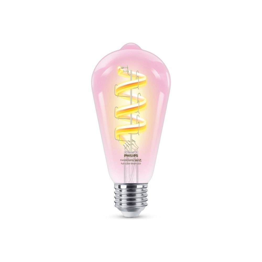 WiZ Philips Smart - LED-glödlampa med filament - form: ST64 - klar finish - E27 - 6.3 W - RGB-lampa - 2200-6500 K