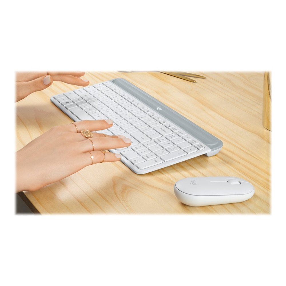 Logitech Logitech Slim Wireless Combo MK470 - sats med tangentbord och mus - USA, internationellt - offwhite Inmatningsenhet