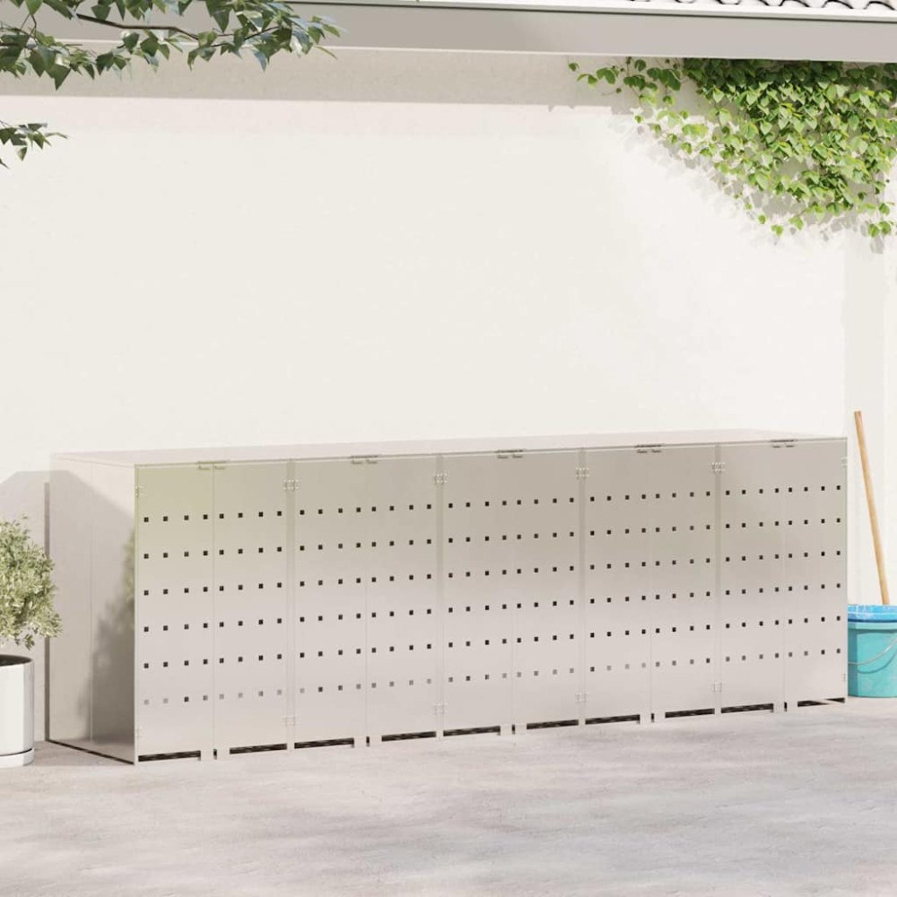 vidaXL Förvaring för 3 soptunnor Silver 340 x 77,5 x 115,5 cm