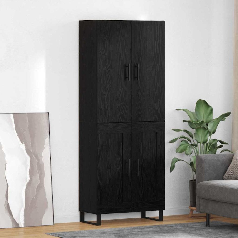 vidaXL Sideboard Väggmonterad 2 pcs Svart Ek Konstruerat trä