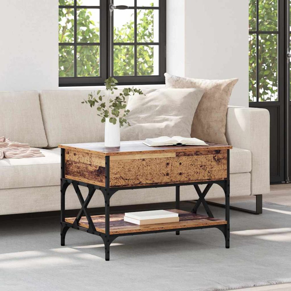 vidaXL Kaffeebord Gammalt trä 70x50x50cm Konstruerat trä