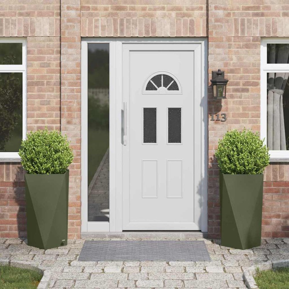 vidaXL Planteringskärl 2 pcs Olivgrön 40 x 40 x 75 cm Stål