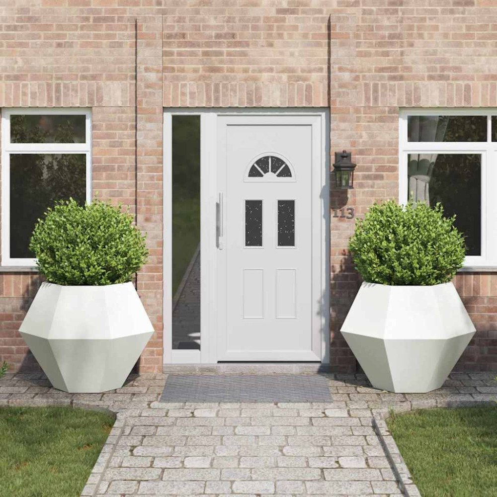 vidaXL Planteringskärl 2 pcs Vit 100 x 100 x 80 cm Stål