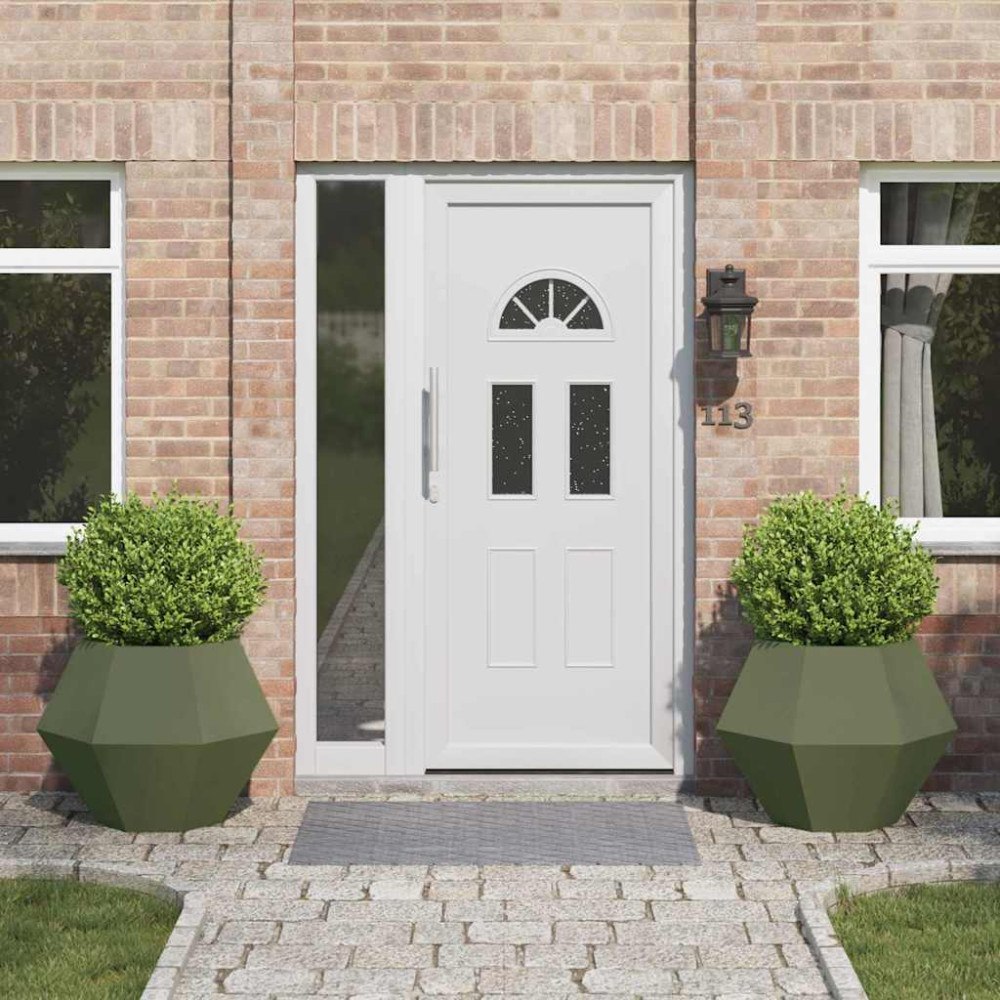 vidaXL Planteringskärl 2 pcs Olivgrön 75 x 75 x 60 cm Stål