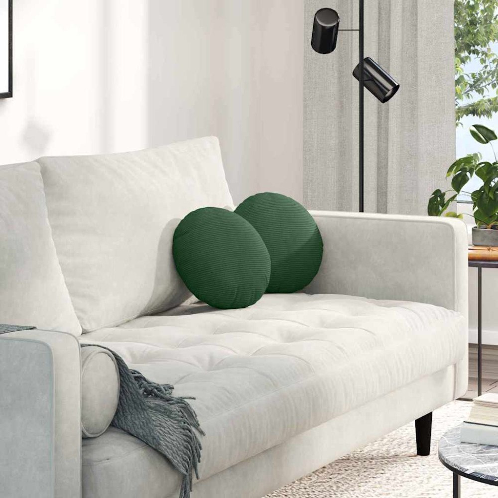 vidaXL Sittkuddar 2 pcs Mörkgrön Ø 30 cm Kordread tyg