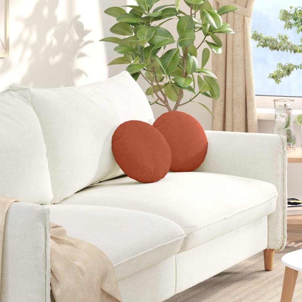 vidaXL Sittkuddar 2 pcs Röd orange Ø 30 cm Kordread tyg