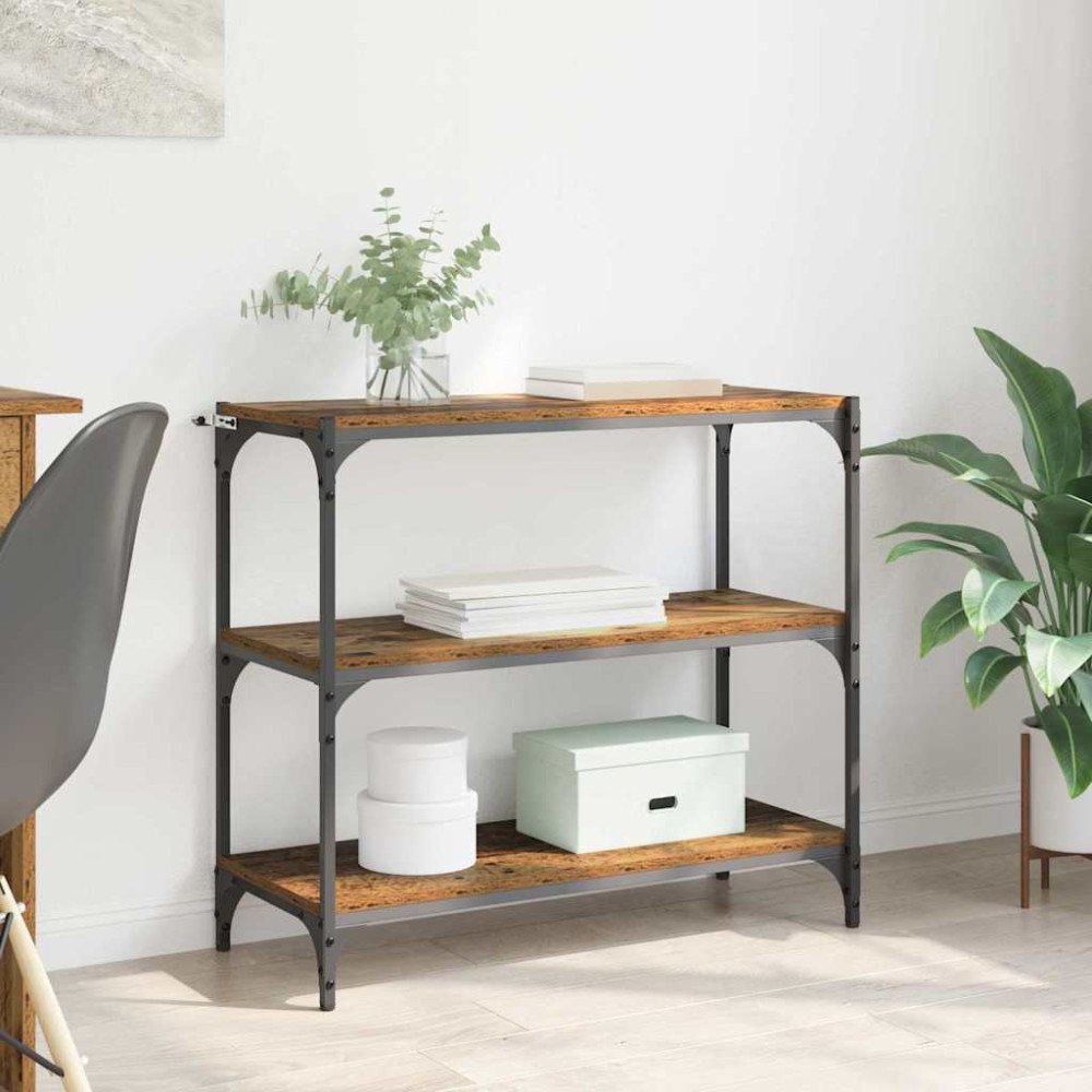 vidaXL Bokskåp Gammalt trä 80 x 33 x 70,5 cm Konstruerat trä och järn