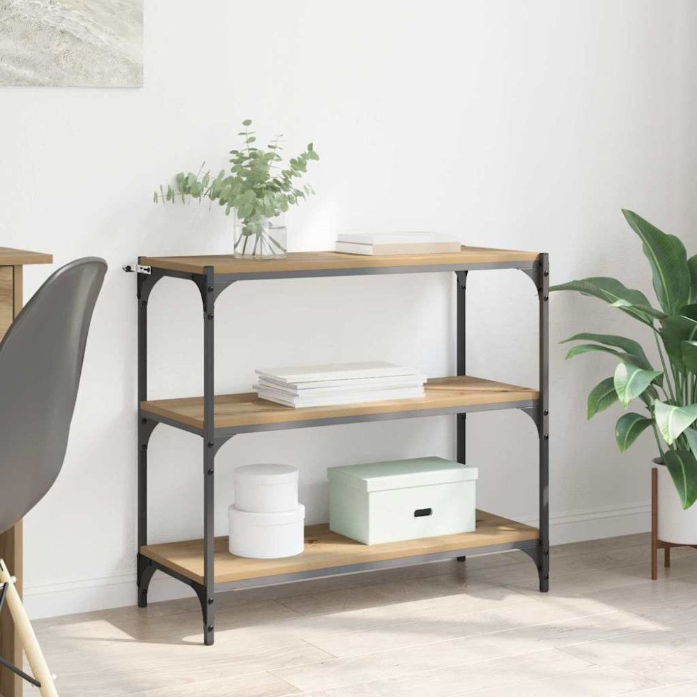 vidaXL Bokskåp Artisan Ek 80 x 33 x 70,5 cm Konstruerat trä och järn