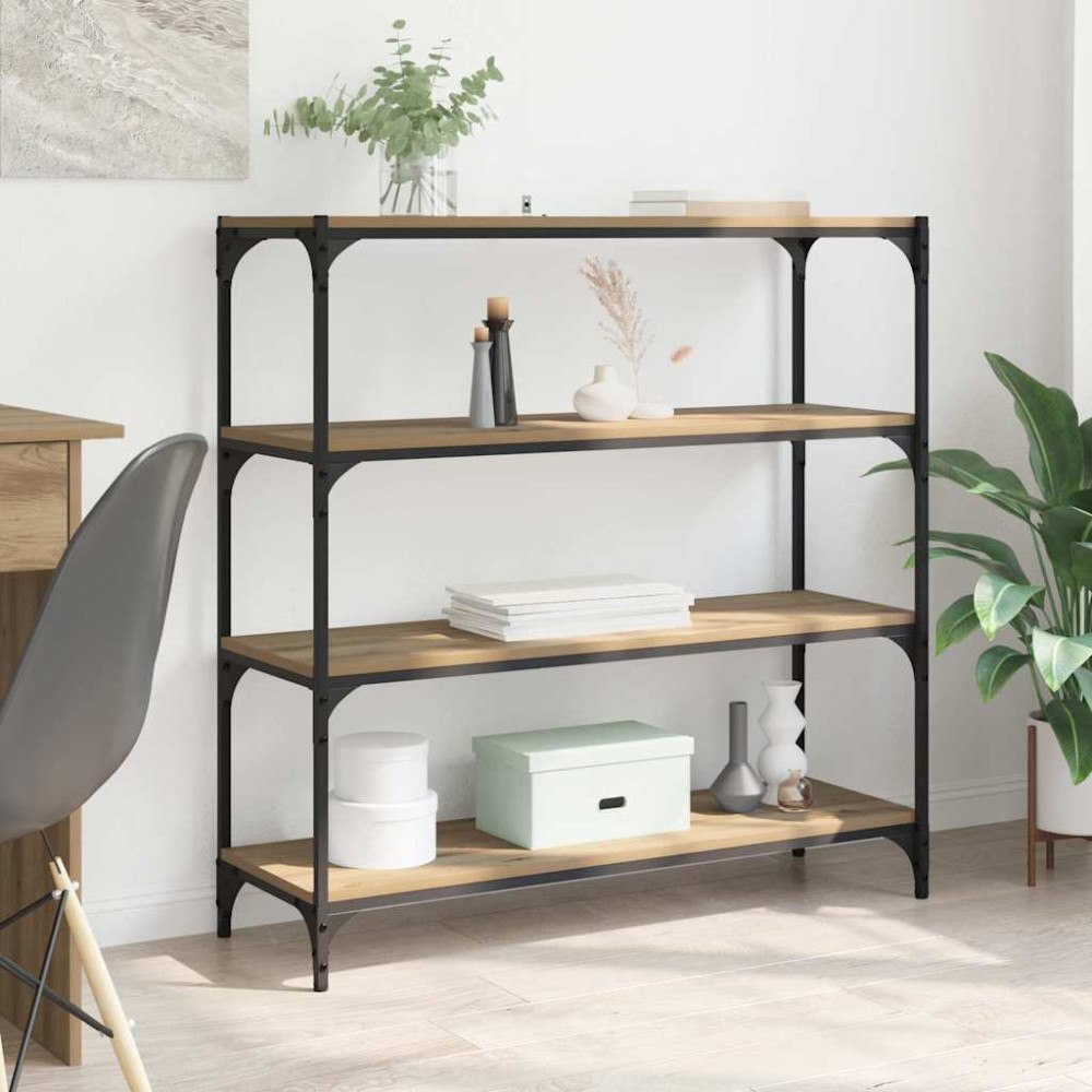 vidaXL Bokskåp Artisan Ek 100 x 33 x 100 cm Konstruerat trä och järn