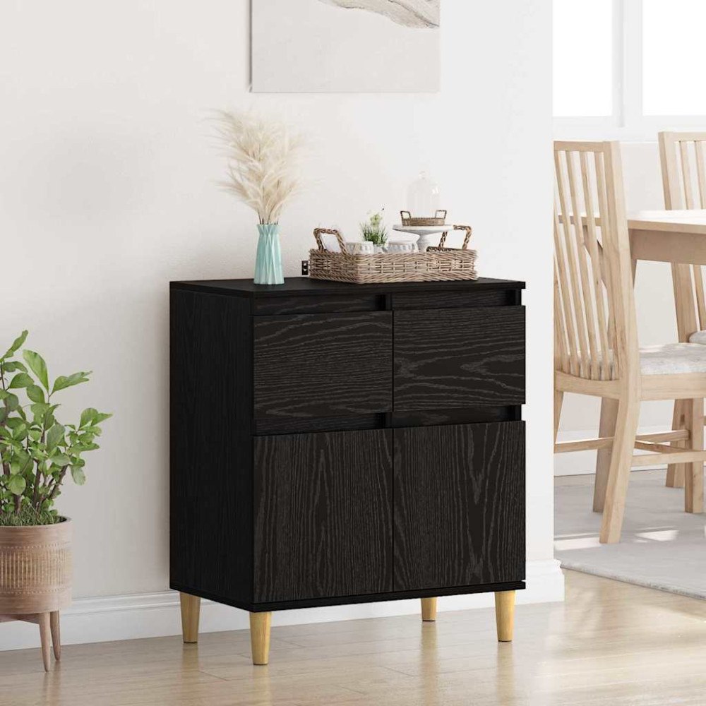 vidaXL Sideboard med låda Svart Ek 60 x 35 x 70 cm Konstruerat trä
