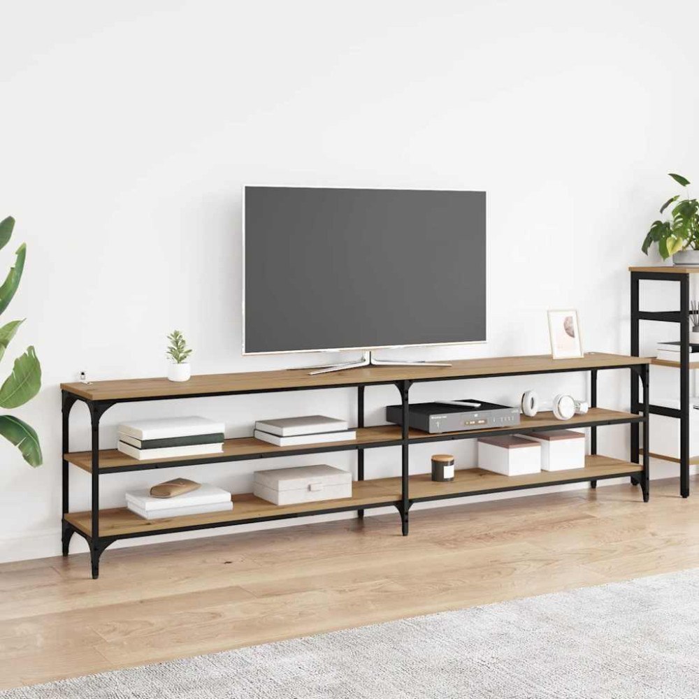 vidaXL TV-skåp Artisan Ek 200 x 30 x 50 cm Konstruerat trä och järn