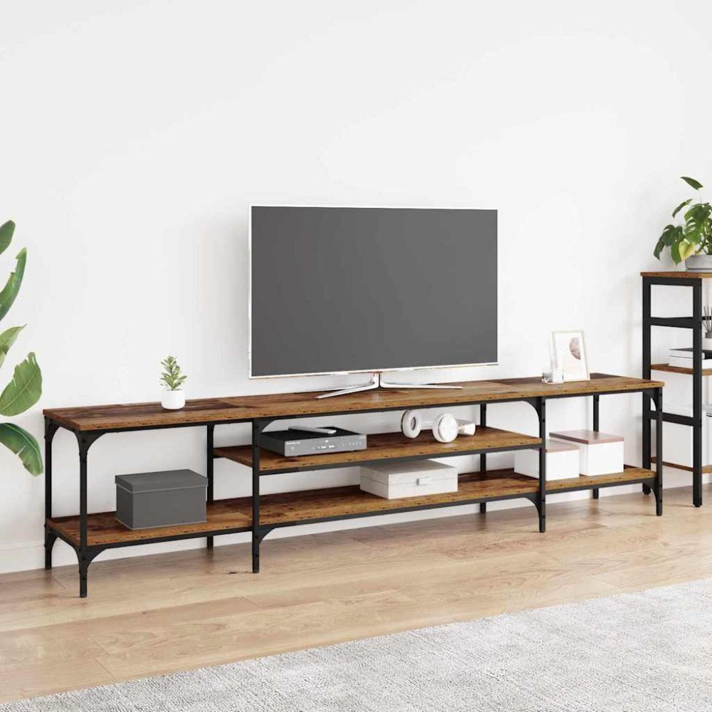 vidaXL TV-skåp Gammalt trä 201 x 35 x 45 cm Konstruerat trä och järn