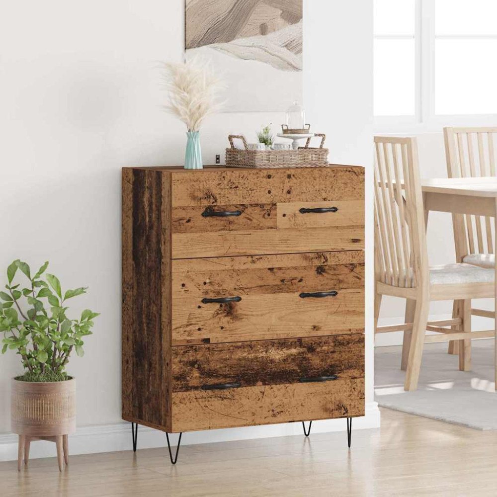 vidaXL Sideboard med låda Gammalt trä 69,5 x 34 x 90 cm