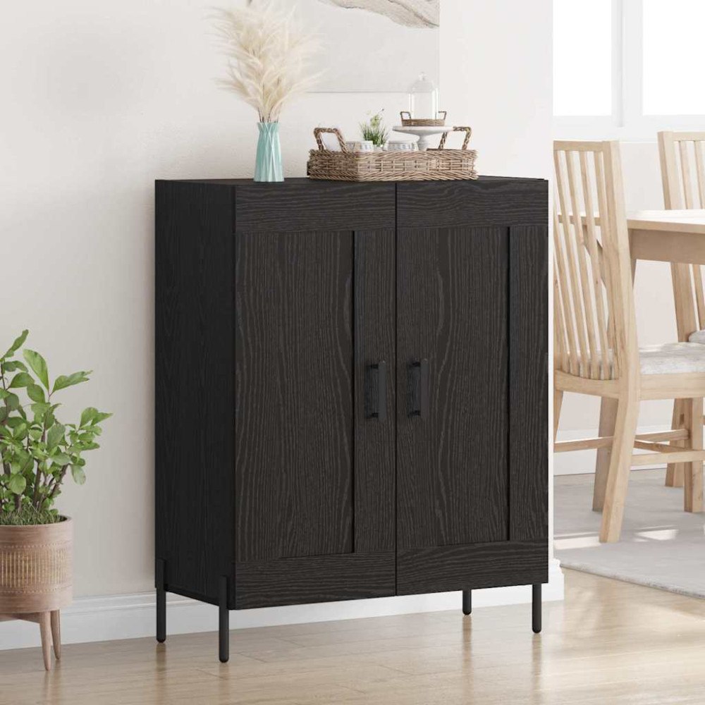 vidaXL Sideboard Svart Ek 69,5 x 34 x 90 cm Konstruerat trä och järn