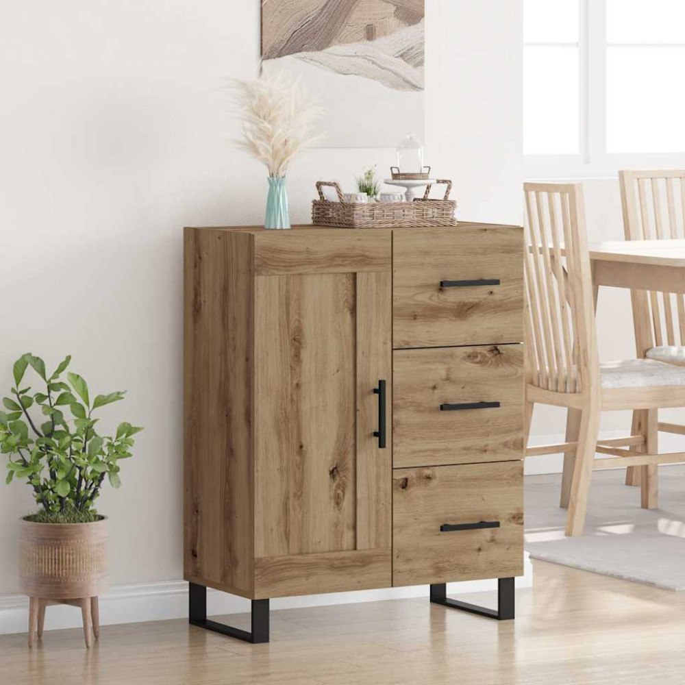 vidaXL Sideboard Artisan Ek 69,5 x 34 x 90 cm Konstruerat trä och järn