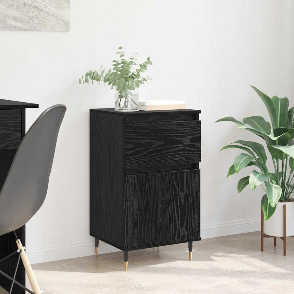vidaXL Sideboard Svart Ek 40 x 35 x 70 cm Konstruerat trä och järn