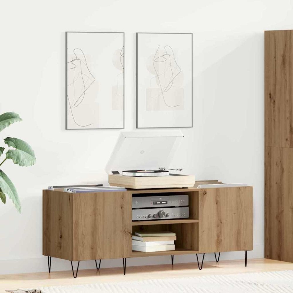 vidaXL Skivskåp Artisan Ek 121 x 38 x 48 cm Konstruerat trä och järn