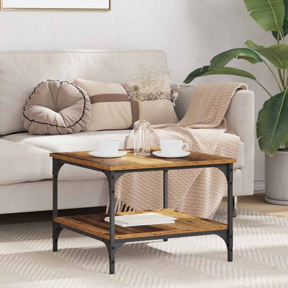 vidaXL Kaffeebord Gammalt trä 55 x 55 x 40 cm Konstruerat trä