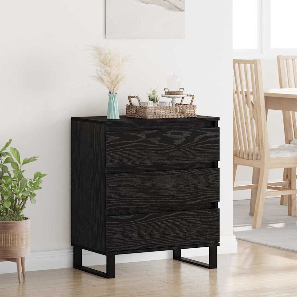 vidaXL Sideboard med låda Svart Ek 60 x 35 x 70 cm Konstruerat trä