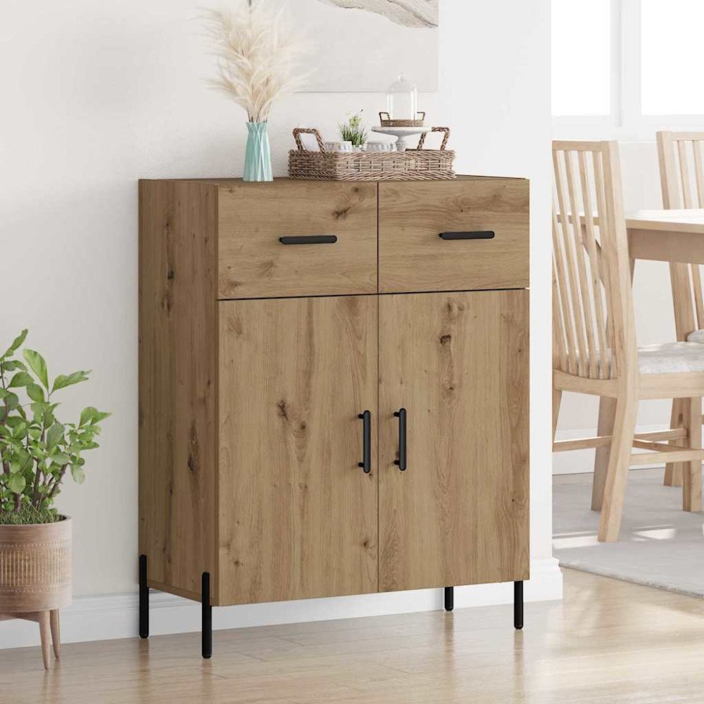 vidaXL Sideboard med låda Artisan Ek 69,5 x 34 x 90 cm Konstruerat trä
