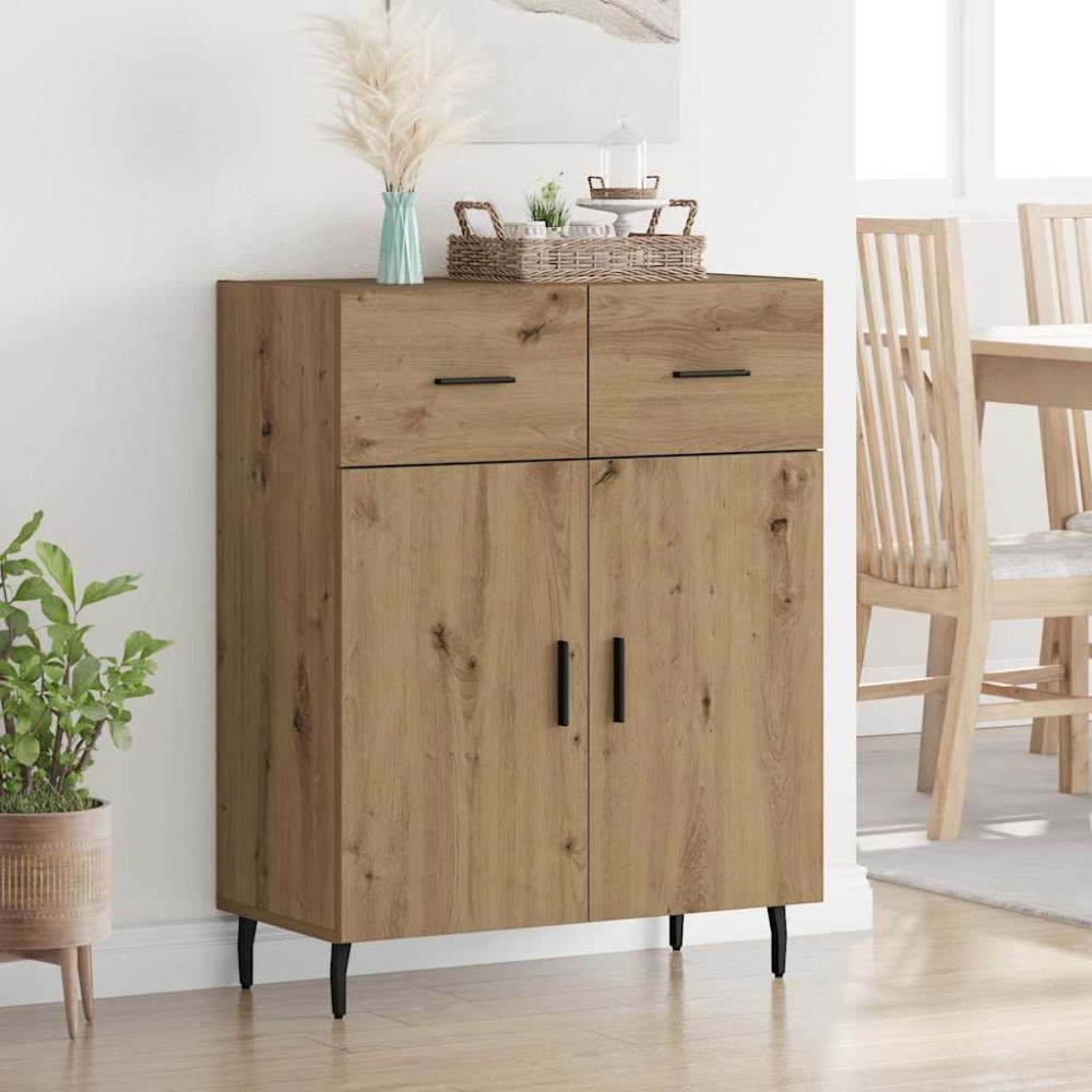 vidaXL Sideboard med låda Artisan Ek 69,5 x 34 x 90 cm Konstruerat trä