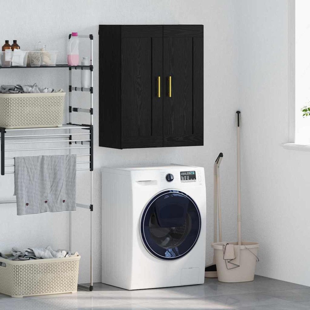 vidaXL Väggskåp Svart Ek 69,5 x 34 x 90 cm Konstruerat trä