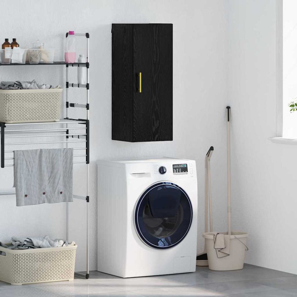 vidaXL Väggskåp Svart Ek 34,5 x 34 x 90 cm Konstruerat trä