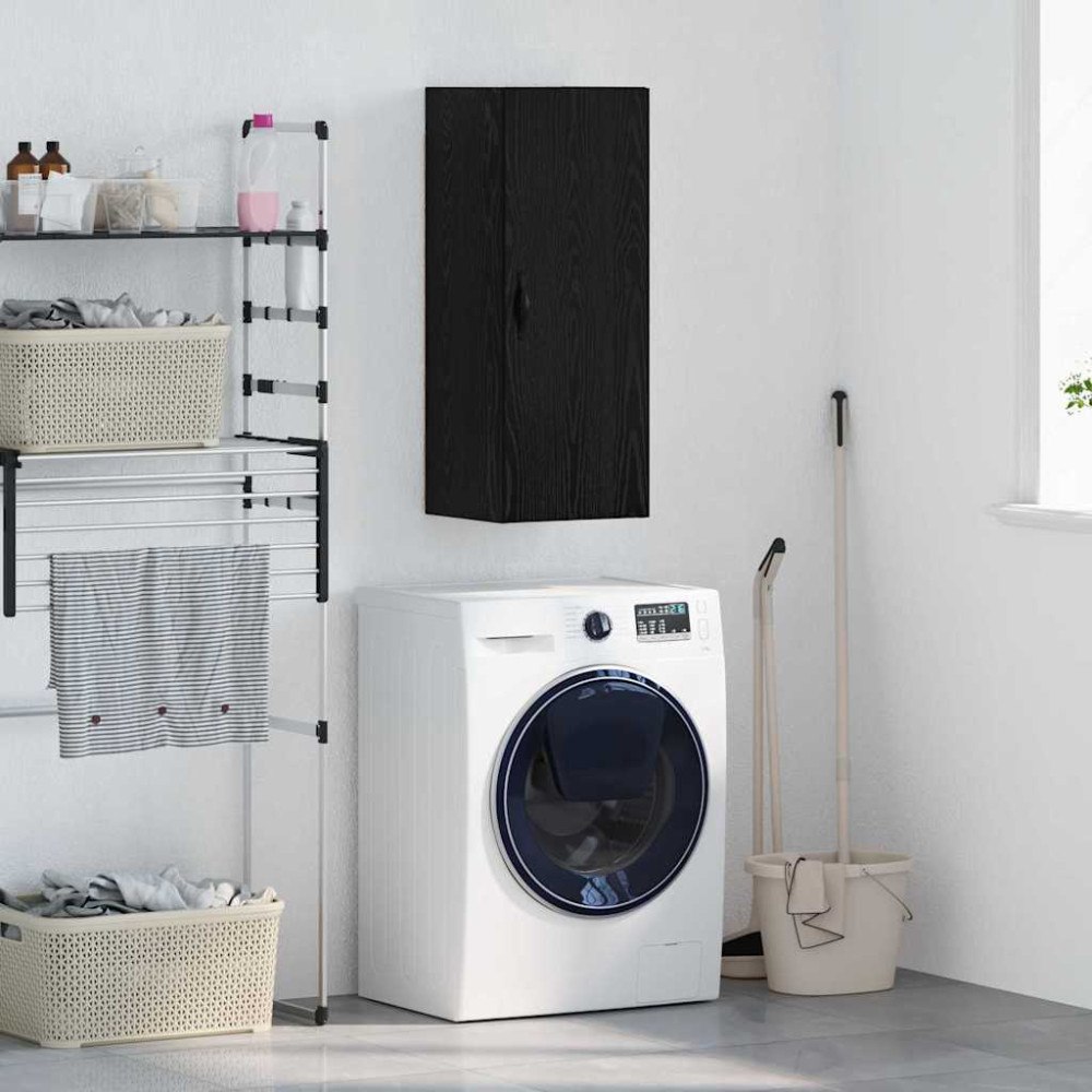 vidaXL Väggskåp Svart Ek 34,5 x 34 x 90 cm Konstruerat trä