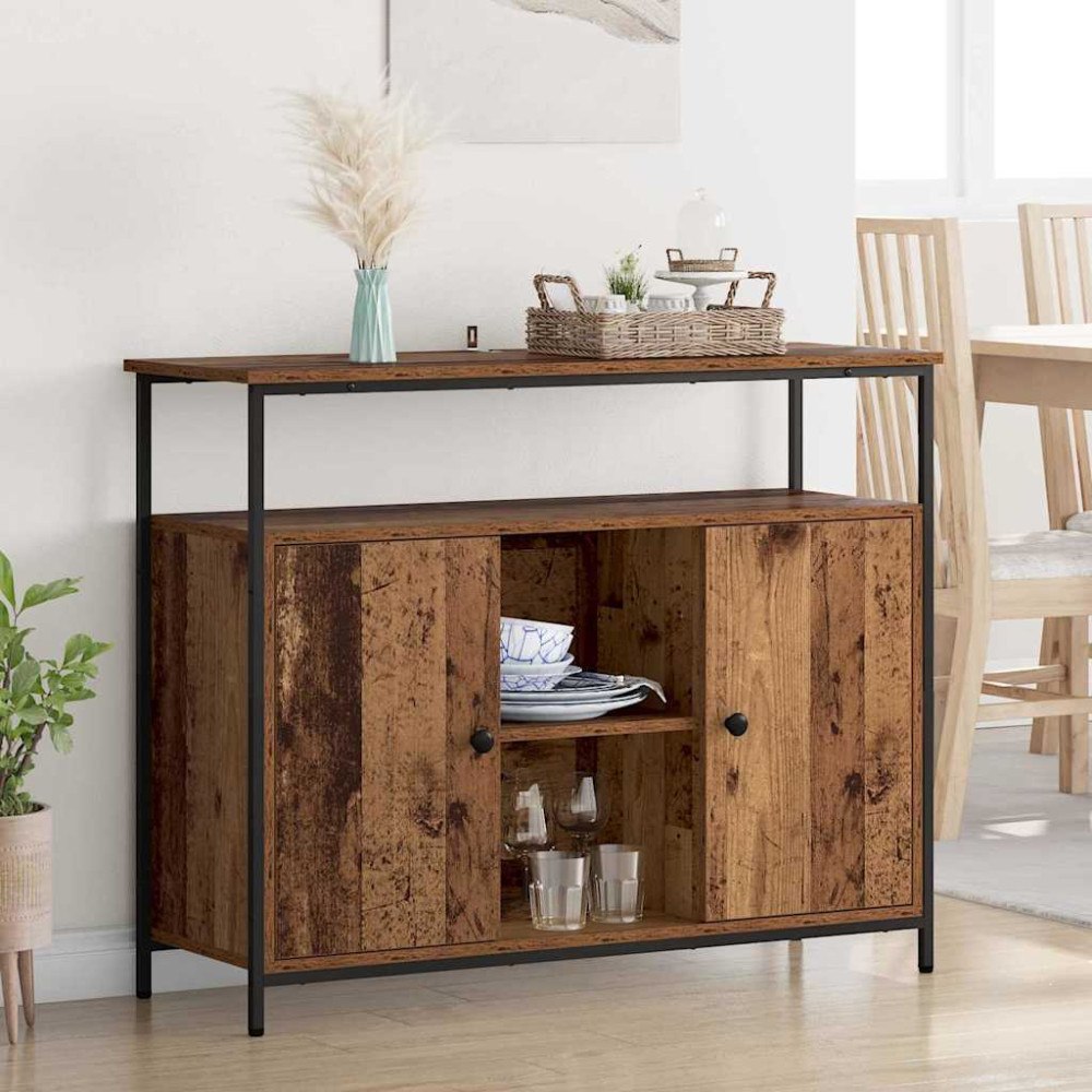 vidaXL Sideboard Gammalt trä 100 x 35 x 80 cm Konstruerat trä